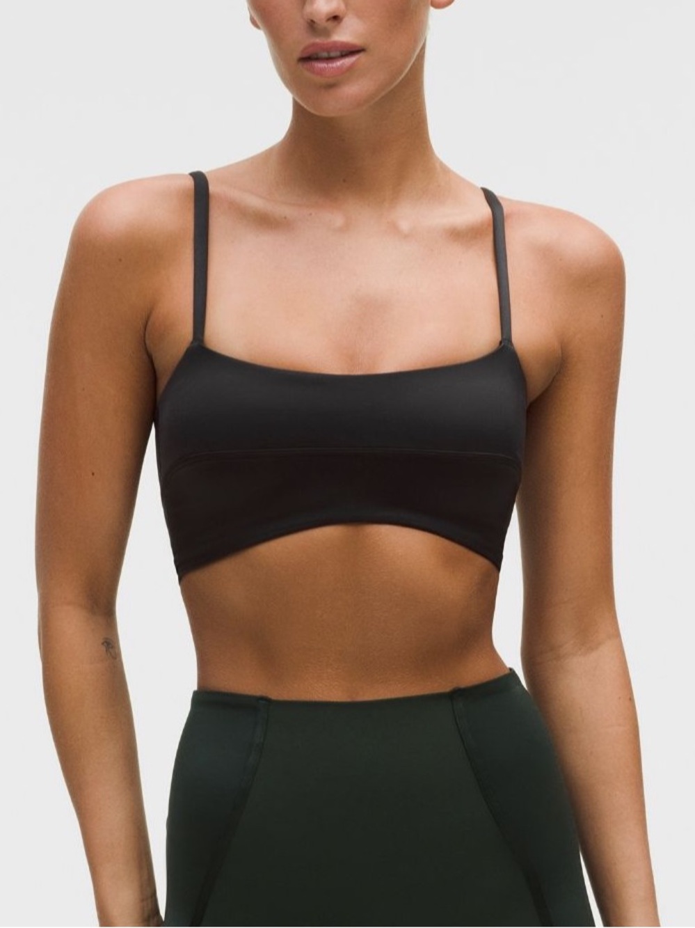 Lululemon Satin Spaghetti-Strap Yoga Bra in Black
